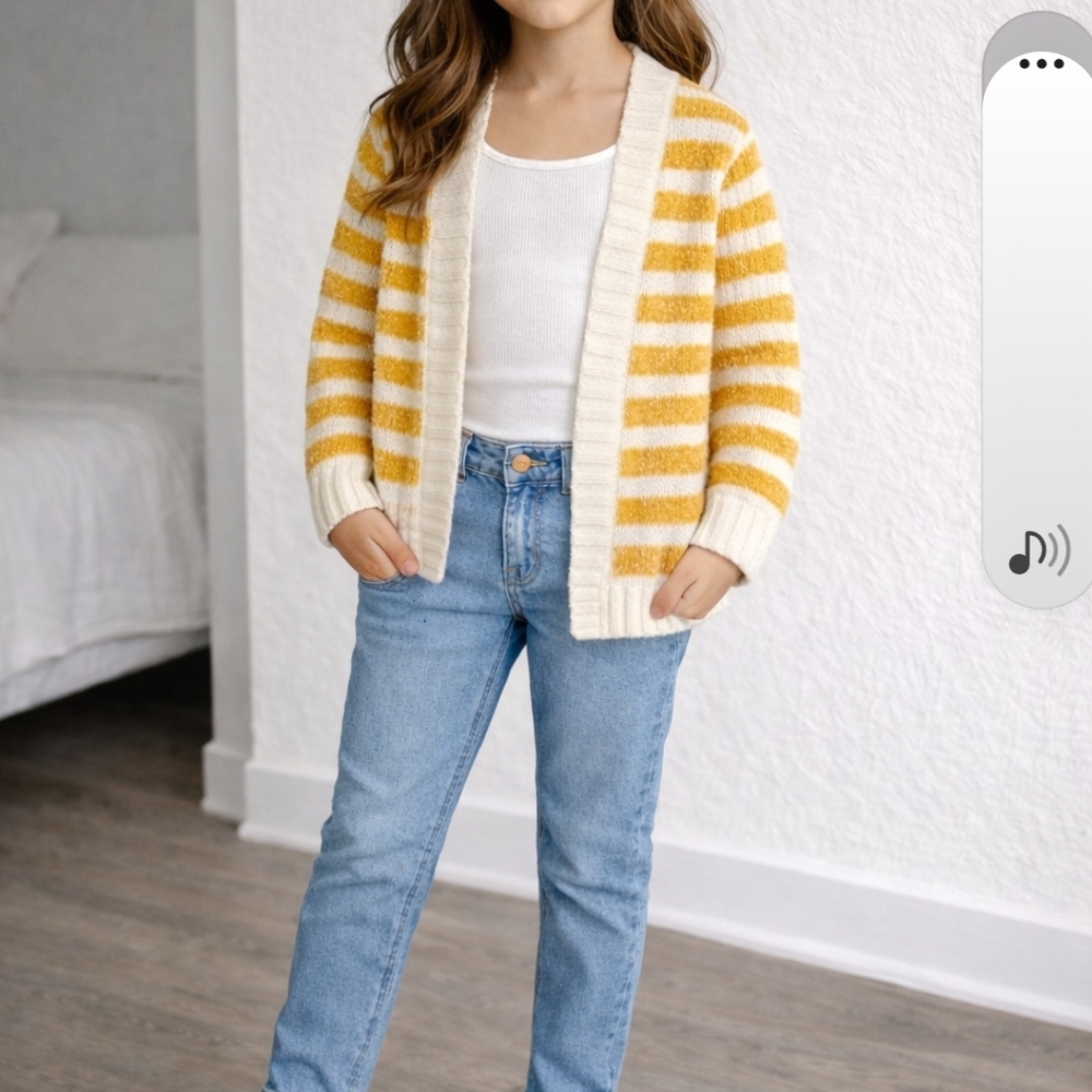 btween Cream and Yellow Textured Cardigan